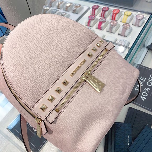 MK  Kenly Stud Medium Backpack Powderblush